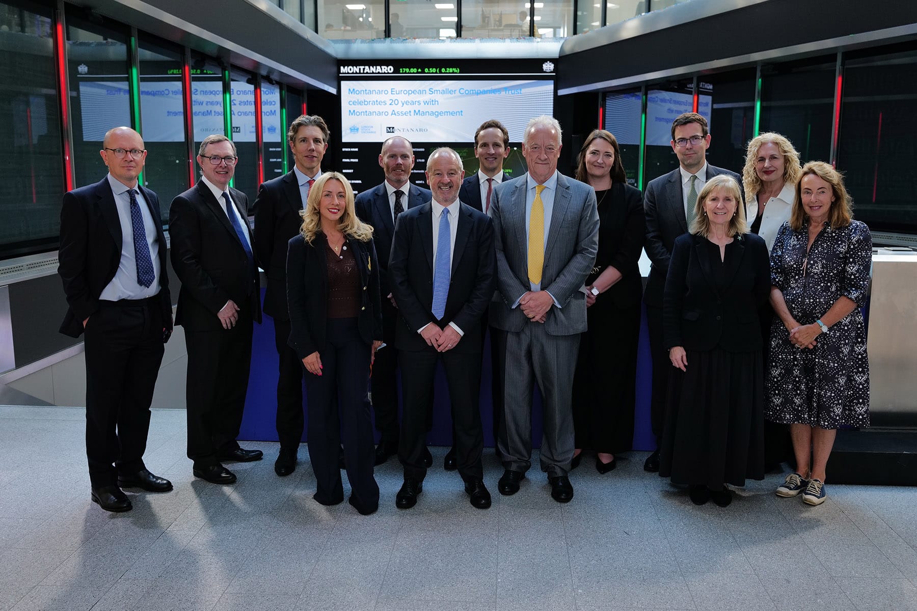 Members of the Montanaro team gathered at the London Stock Exchange.