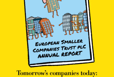 Promotional artwork for the Montanaro European Smaller Companies Trust.